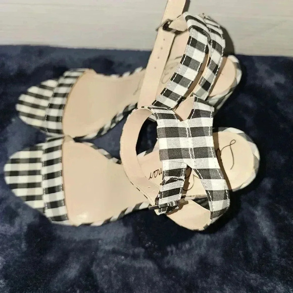Libby Edelman Women's Strappy Gingham Block Check Heel Platform Sandals Sz 8 - Picture 5 of 8